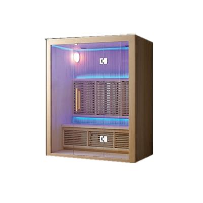 China Factory wholesale 3 person size solid wood infrared sauna room control panel computer directly with complete accessories for sale