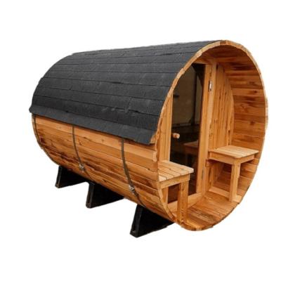 China Wooden Computer Control Panel Steam Sauna Room Outdoor Pine 2person Garden Barrel Sauna With Electric Stove for sale