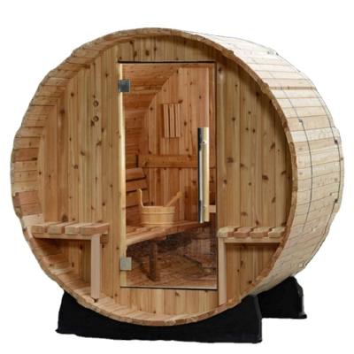 China Computer Control Panel Clear Barrel Saunas Wood Red Cedar Wood Outdoor Sauna Room for sale