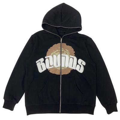 China High Quality Custom Logo Wholesale 100% Cotton Premium 3D Full Zipper Up Puff Print Hoodies for sale