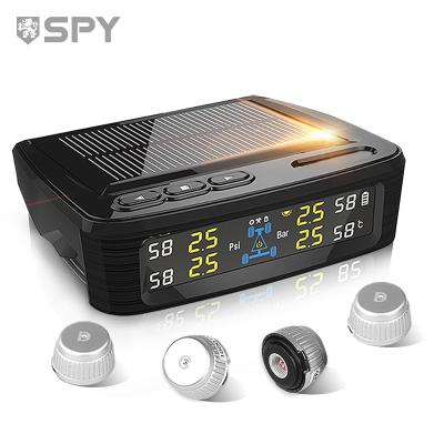 China Tire Pressure Monitoring SPY Solar Power LCD Display Digital Tire Pressure Gauge With USB Cigarette Car TPMS Tire Fill Monitoring System for sale