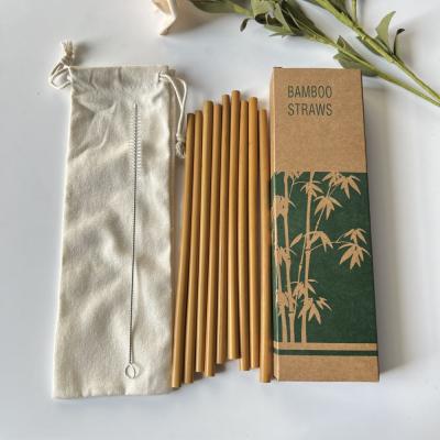 China 100% Biodegradable With Cleaning Brush And Storage Bag Reusable Biodegradable Bamboo Drinking Straws Straws Set for sale