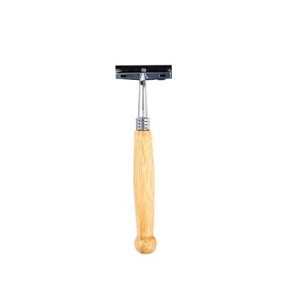 China Best Custom Logo Long Natural Bamboo Handle Biodegradable Single Blade Safety Razor For Home Hotel for sale