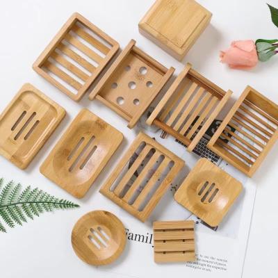 China Biodegradable Natural Bamboo Soap Storage Biodegradable Wooden Soap Dish Holder For Kitchen Bathroom Shower Sponges for sale