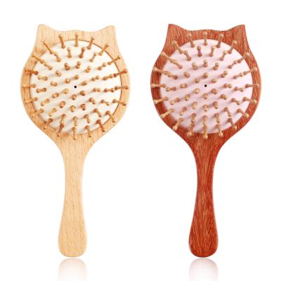 China Anti Static Color Cat Mini Hair Massage Brush Wooden Comb Eco-friendly Nondisposable For Kids for sale