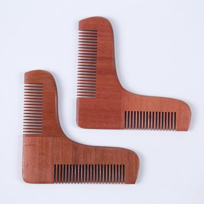 China Beard Shaping Gauge Comb Double Side New Beard Shaping Styling Gauge Sandalwood Beard Comb For Men for sale