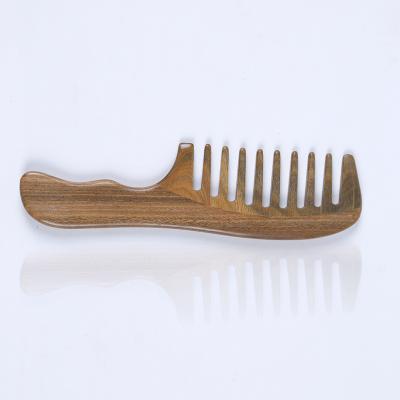 China Hot-selling Custom Made Wooden Hair Comb LOGO Premium Quality Green Natural Sandalwood Tooth Afro Hair Selection Wide Beard Hair Comb Naturally Eco-friendly Wooden Wood for sale