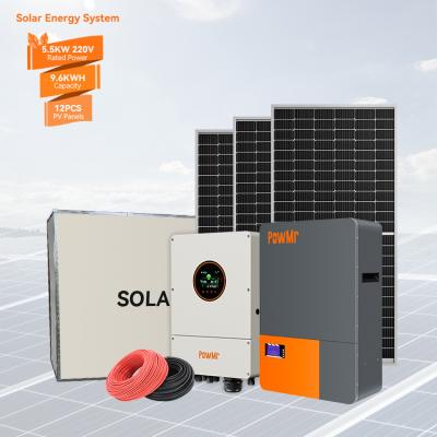 China PowMr IP65 5.5K 220V 9.6KWH MPPT Inverter Solar Battery Home Cycle 300 Times All In One Storage Solar System for sale