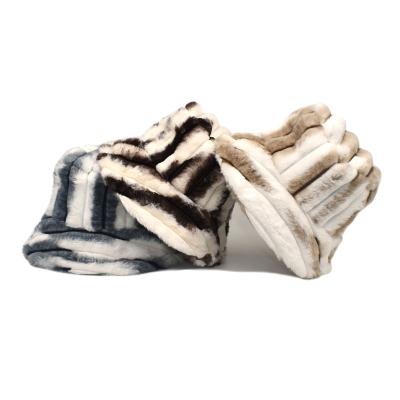 China New Next Wholesale Fashion Winter Striped Fur Hat Available 4 Colors Picture 2021 for sale