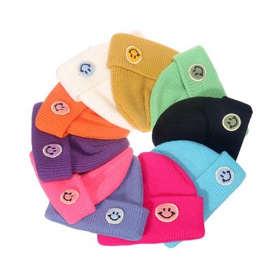 China New Coming Available Wholesale 2021 COMMON 10 Colors Winter Skull Hat With Smiley Face Smiley Hat for sale