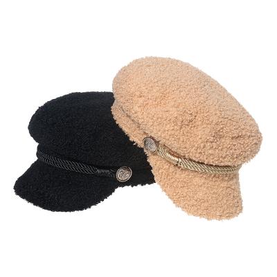 China New Coming 2021 Striped 4 Colors Store Woolen Wholesale Adult Winter Lamb Hats Warm Woman for sale