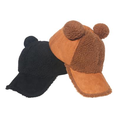 China New coming from COMMON 2021 2 colors store winter wool hat wholesale baseball cap with round ear on top for sale