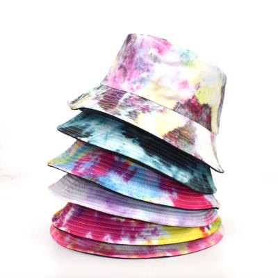 China 2021 new picture 6 colors bucket hat tie dye cotton hat stocking reversible upcoming wholesale for sale