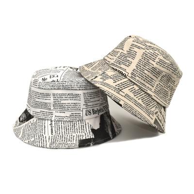 China 2021 New Image Summer 5 Colors Fisherman Bucket Running Paper Printing Fishing Hat Unisex for sale