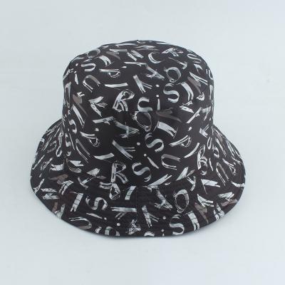 China New Next 2021 Image Black Reversible Letters Printing Bulk Bucket Hats for sale