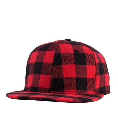 China 2021 New Next Wholesale High Quality Plaid Snapback COMMON Plain Red And Black Hat for sale