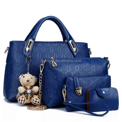 China High Quality Fashion Design Woman 4 PC In Handbag Set With Bear Plush Toys for sale