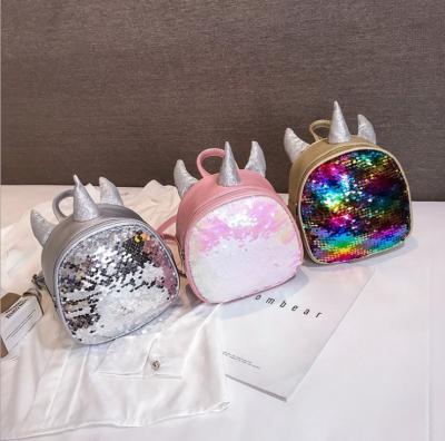 China Cute anti-theft unicorn cute girls mini sequins backpack unicorn lovely sequins backpack fashion blingbling glitter backpack for sale