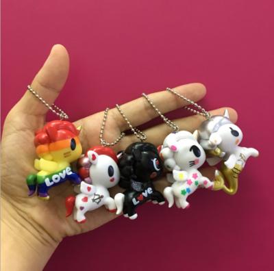 China Moive Anime Game Jewelry Woman Key Chain Bag New Charm Car Key Holder Key Holder Fashion Cartoon Trinket Party Cartoon Rubber Unicorn PVC Key Chain for sale