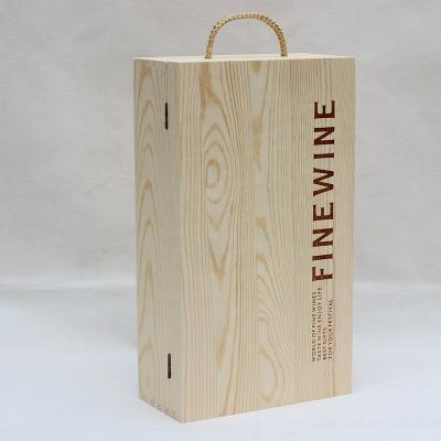 China Elegant Two Bottle Wooden Wine Packaging Box Wooden Wine Box , Wooden Packaging Gift Wine Boxes Hinged Lid for sale