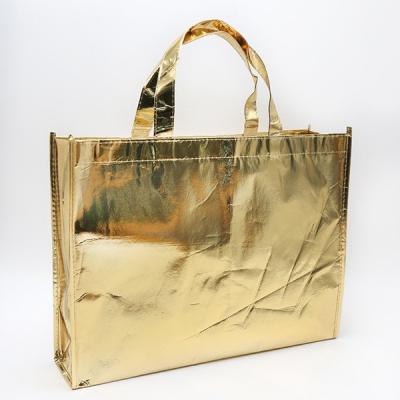 China Promotional PP non woven golden aluminum foil Eco-friendly  carry sewing bag for sale