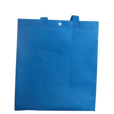 China 90g blue New Products Foldable Promotional Non-woven Shopping Bag with white fastener for sale