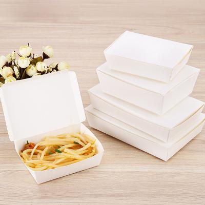 China Simple Disposable Fast Food Takeout Boxes Paper Lunch Box Rectangular Square White Paper Food Packaging for sale