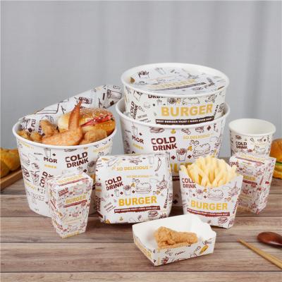 China Creative Disposable Fast Food Snack Fried Chicken Fries Hamburger Paper Box Food Packaging Takeout Box for sale