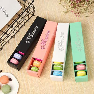 China Food Drawer Type Macaron Pink Green Blue Black Red Color Cake Box Baking Chocolate Box Macaroon Packaging Box for sale