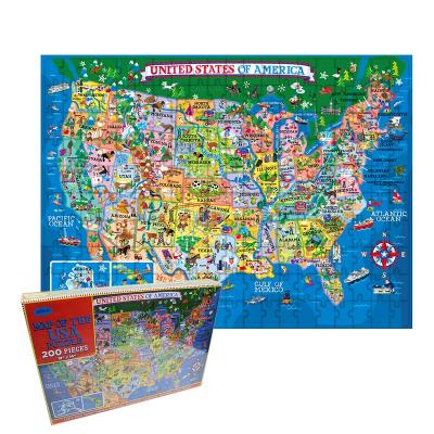 China DIY PLAY 200 Piece US Map Shape Jigsaw Puzzle Game For Adult Jigsaw Puzzle World Map Puzzle for sale