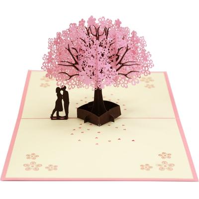 China All 3D Japan Cherry Blossom Pops-Up Card Handmade Greeting Cards Romantic Gift for Wife Girlfriend Husband for sale