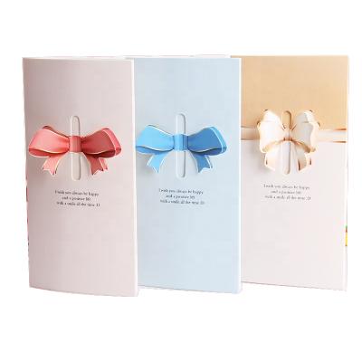 China All Heart 3D Bowknot Papercard Best Wishes Folding Type Greeting Cards Christmas Birthday Party Wedding Invitations Card for sale