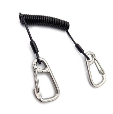 China PVC C-Pin Double Carabiner Waist Security 1 Kg Coiled Tool Lanyard for sale