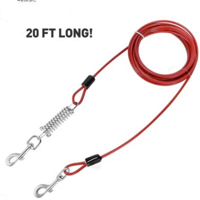 China Quick Release C-Pin Handle Easy Stake Link Out Cable Steel Wire Dog Leash Heavy Duty Comfortable Grip No Tangle Pet Leash for sale