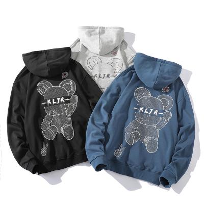 China Custom Oversized French Hoodie Moq Terry Cotton Bear Logo Anti-pilling Rhinestone Hoodie for sale