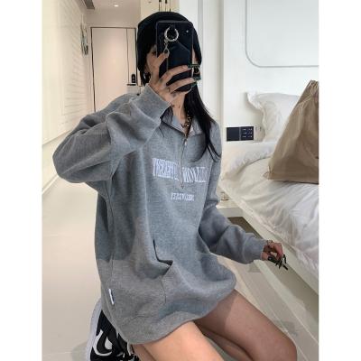 China Anti-Wrinkle Women Oversized Gym Zip Up Black Hoodies for sale