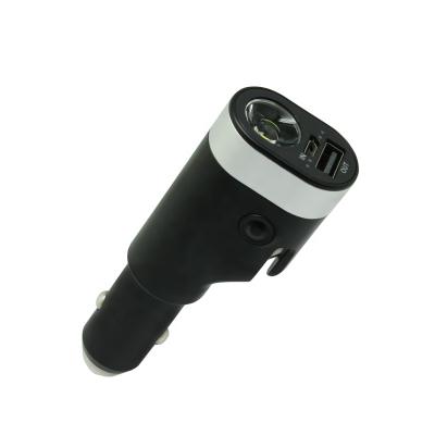 China Y2K Car Charger 2 Dual USB Port 5.0V/2A Charger LCD Display Mobile Cigarette 12-24V Flashlight Power Car Charger Adapter for sale