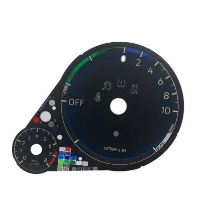 China Good Light Transmission Advanced Technology Skill Screen Printing Transmission Well Tachometer Faceplate Cluster Dial Auto Dashboard for sale