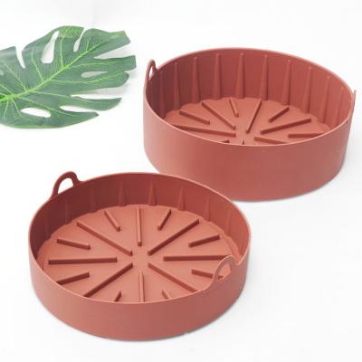 China Stocked High Quality Food Grade Air Fryer Silicon Replacement Basket Round Airfryer Silicone Mats Pot for sale