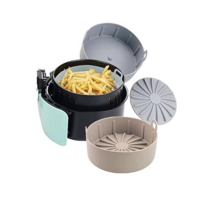 China Stocked Multi-Color Reusable Basket Non Stick Pot Square Silicone Pot Liner For Air Fryer for sale