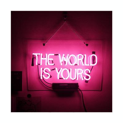 China Buildings Free Ship The World Is Yours Acrylic Letter Neon Light Bar Bedroom Garage Game Room Wall Art Decor Electronic Sign 14x9 inch for sale