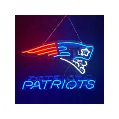 China True England Patriots Neon Sign Glass Tube Atmosphere Light Restaurant Bar Indoor Outdoor Indoor Art Decor Sport Team Neon Handmade Sign for sale