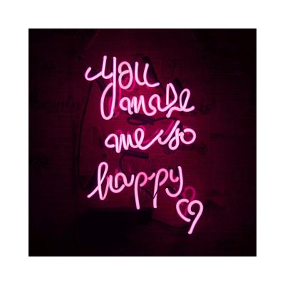 China Indoor Outdoor Free Shipping YOU MAKE ME SO HAPPY Wedding Night Light Birthday Party Wall Hanging Neon Light Handmade Acrylic Neon Sign Letters for sale