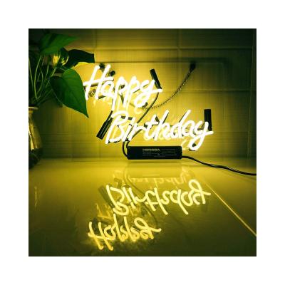 China Free Shipping Neon Lighting Neon Sign Outdoor Indoor Happy Birthday Acrylic Letter Neon Sign Birthday Party Wall Decoration Glass Tube True for sale