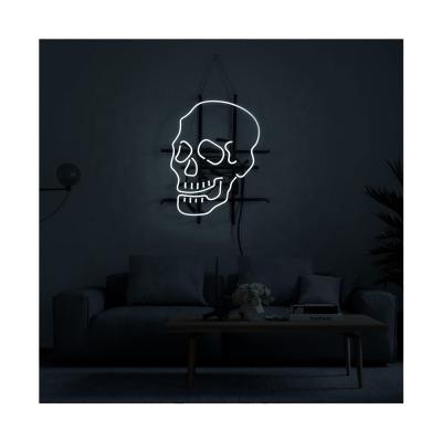 China Buildings Free Shipping Skull Shape Neon Sign Beer Bar Advertising Light Halloween Party Decor Lamp 17x14 Inch Electronic for sale