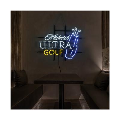 China Free shipping indoor outdoor high quality Michelob golf ultra neon light sign glass tube restaurant bar decor handmade neon sign real illustration for sale