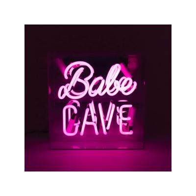 China Handmade Dropshipping 10x10 Inch Glass Tube Babe Cave Acrylic Box Neon Sign Wedding Party Decor Pink Gift Indoor Outdoor Happy Birthday True for sale