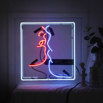 China Wedding Party Decor Neon Light Love Kiss Box Glass Tube Desk Lamp Man Cave Indoor Outdoor Handmade Handmade Neon Sign Real for sale