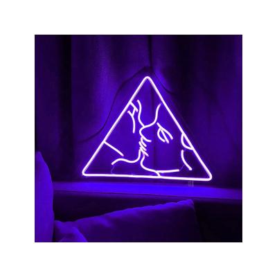 China Outdoor Indoor Night Light 450x290mm Art Hanging Man Cave Kiss Bar Club Wall Decoration LED Flex Neon Sign Light Love Music Dropshipping for sale