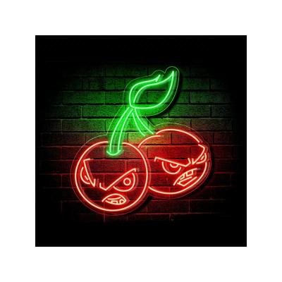 China Indoor Outdoor Free Design Custom Plants Against Zombies LED Cherry Bomb Neon Light 14x13.2 inch Party Wall Art Decor Acrylic Flex Neon Sign for sale